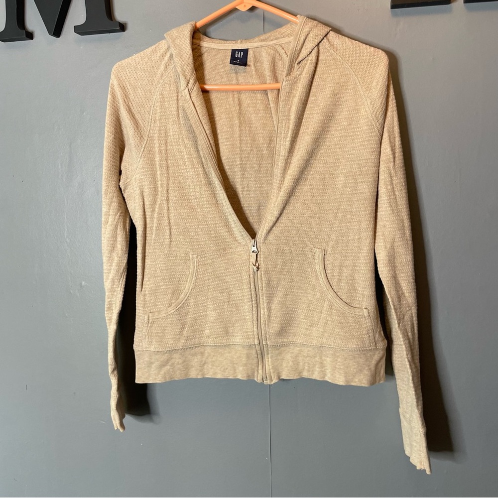 Gap Textured Tan Zip-Up Hoodie size small‎